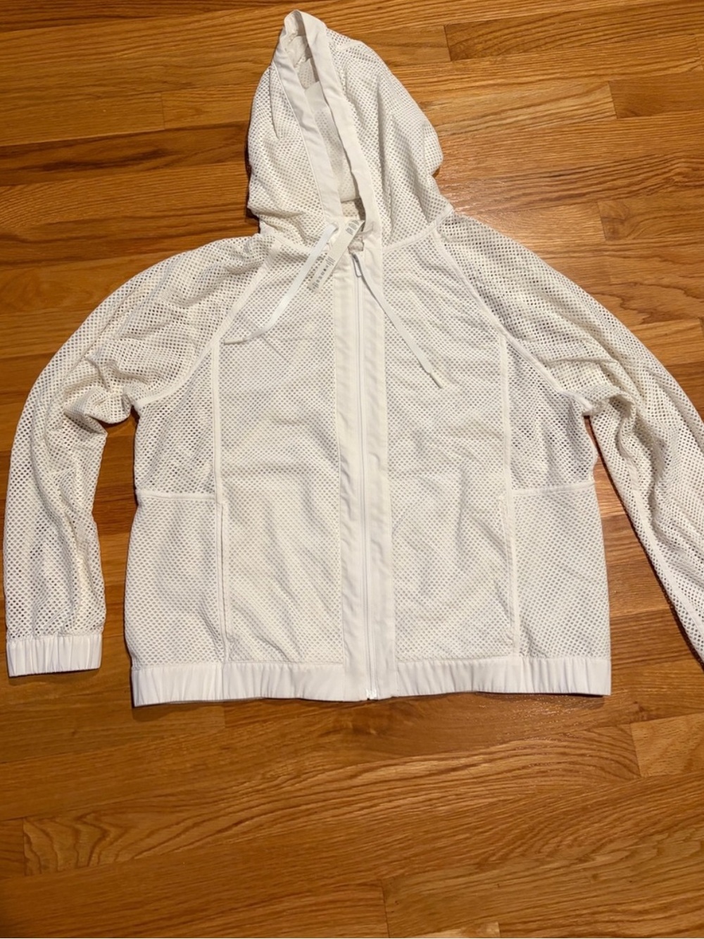 lululemon athletica White Mesh Hooded Zip Up Jacket